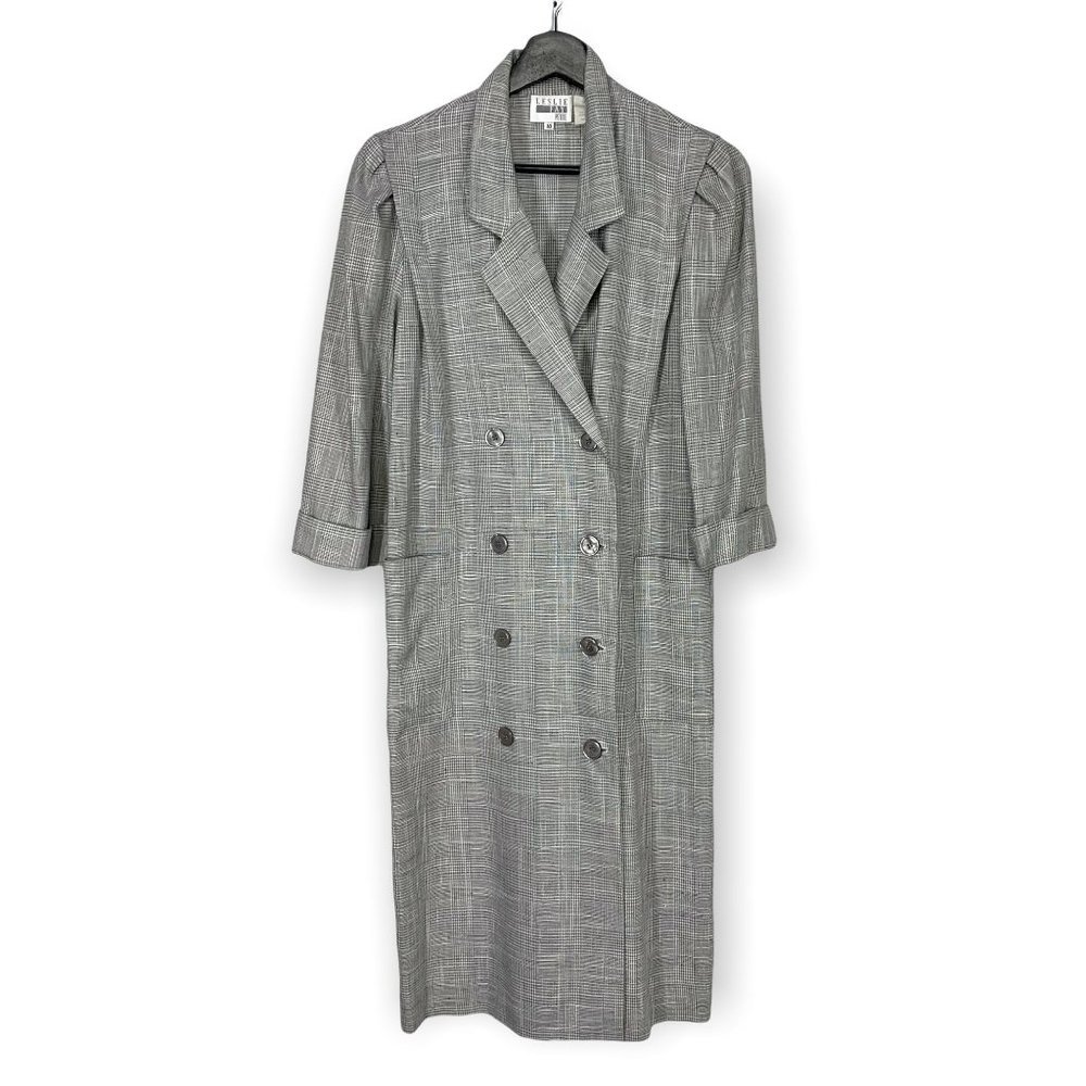 Vintage 90's Leslie Fay Micro Houndstooth Blazer Dress Medium